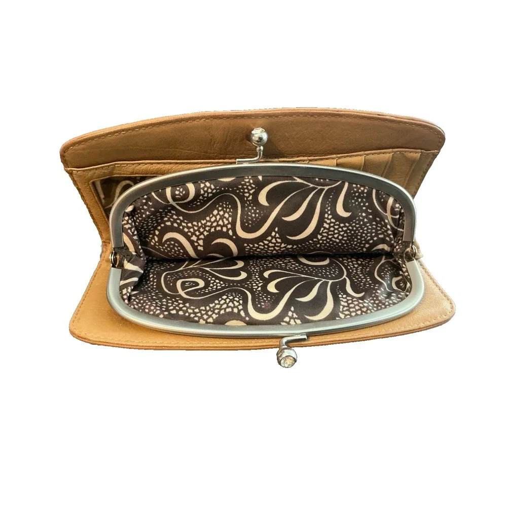 Leather Laundry Wallet with Crystals Vintage Hobo Camel by Shelli Segal